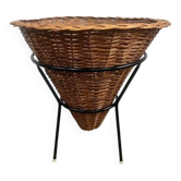 Vintage Rattan Point Basket / Plant Furniture, Netherlands 1960's