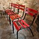 Set of 8 vintage French bistro chairs – industrial metal Tolix style