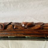 Large Art Deco oval mirror in carved wood - 87 x 53 cm