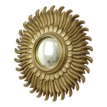 Vintage Sun Mirror Sunburst Mirror Convex Gold Resin 42cm
