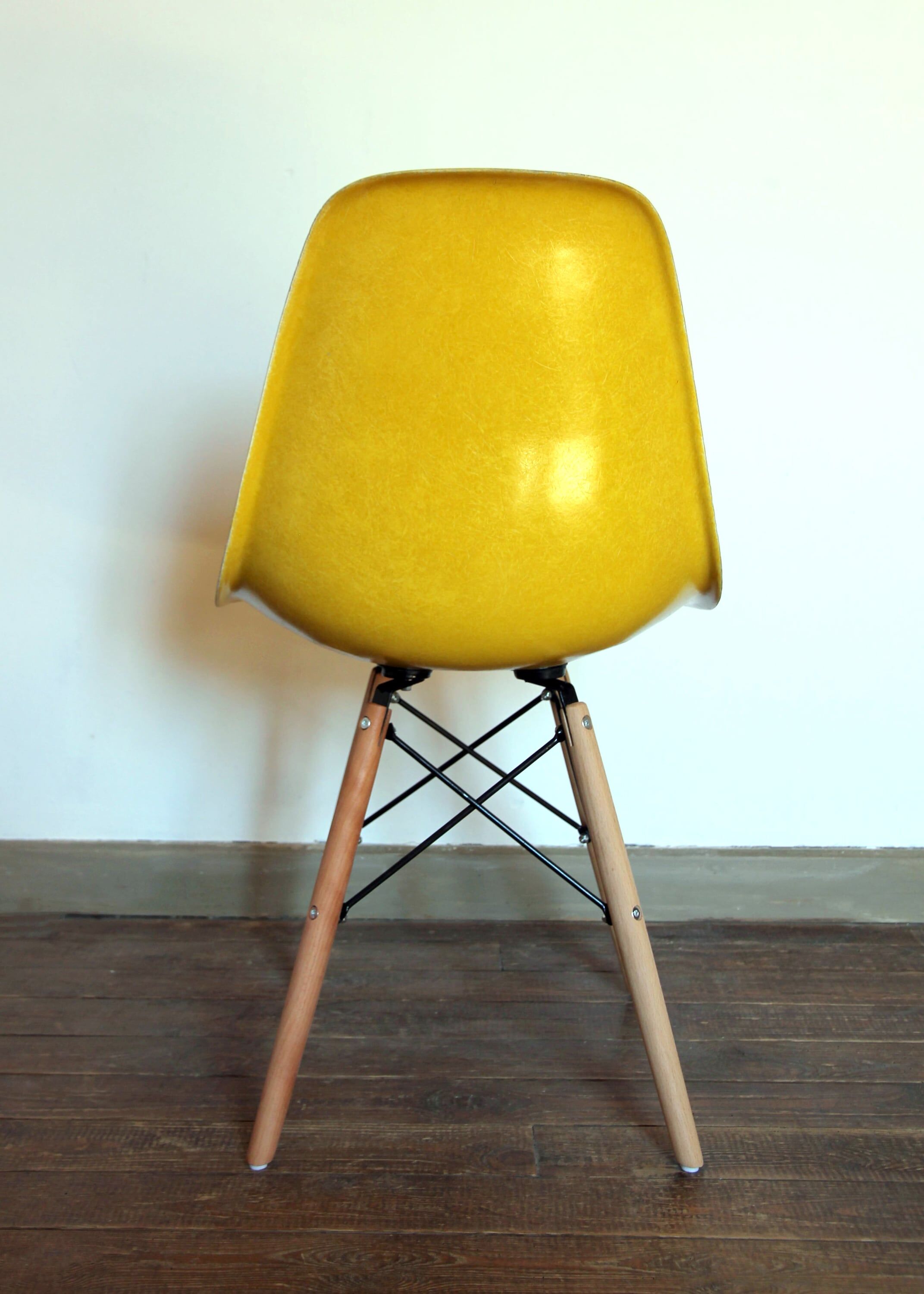 Pair of Yellow DSW Chairs by Charles and Ray Eames for Herman Miller