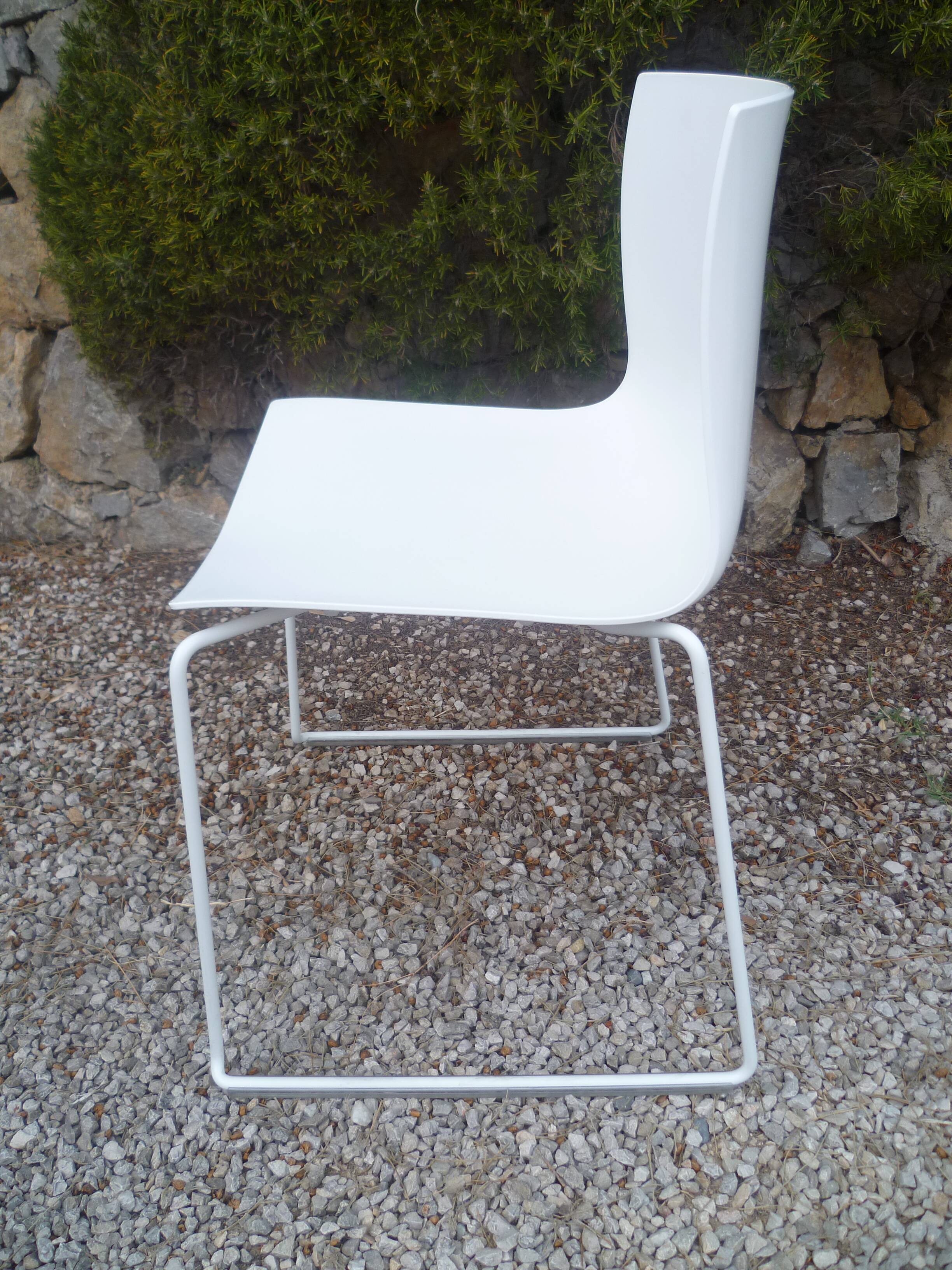 Arper design chair catifa 46 by lievore altherr molina chrome legs white shell