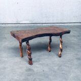 Brutalist Style Handcrafted Oak and Grape Wood Side Table, 1950s