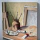 Artist studio, oil on canvas signed D Funes.
