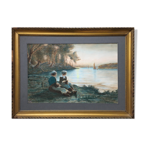 Tableau Aquarelle rehaussée Rêverie