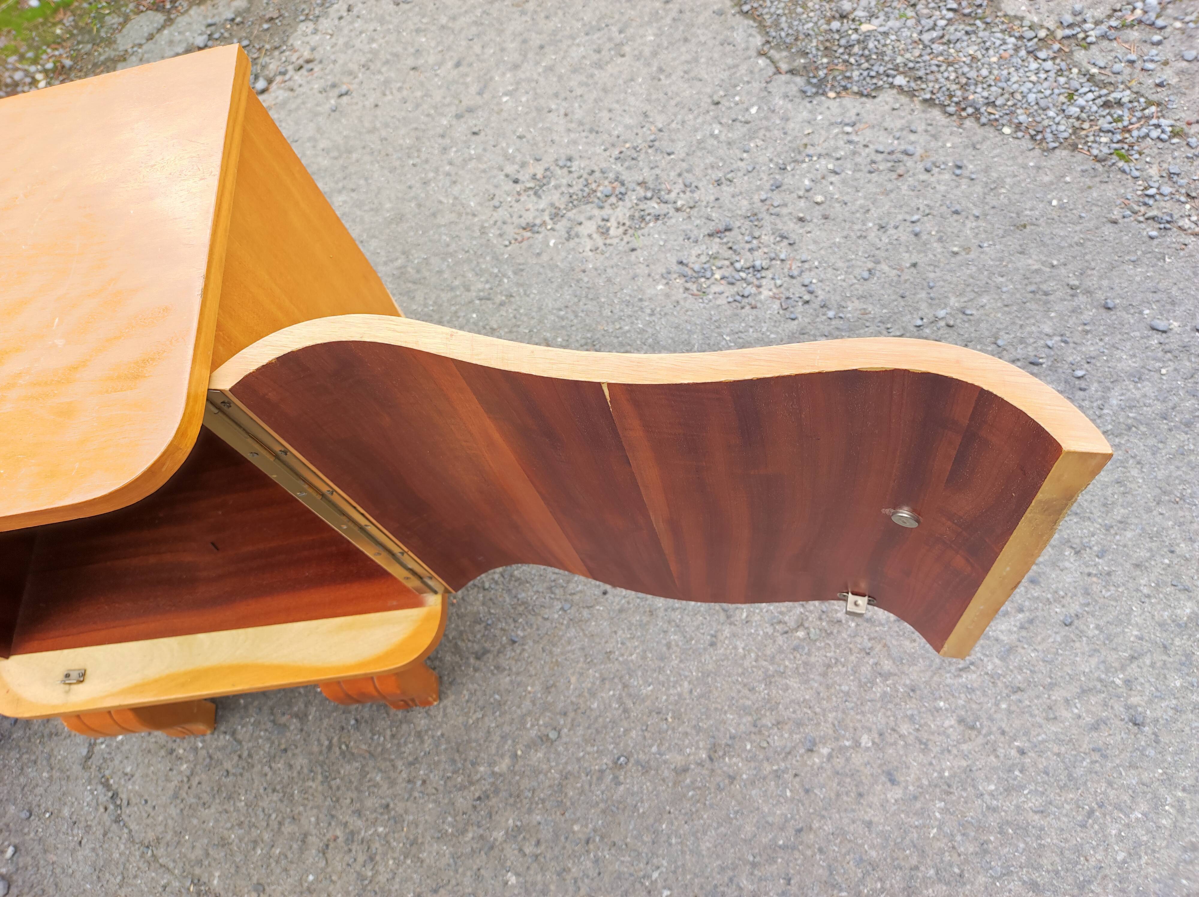 Pair of vintage curved wood bedside tables art deco style