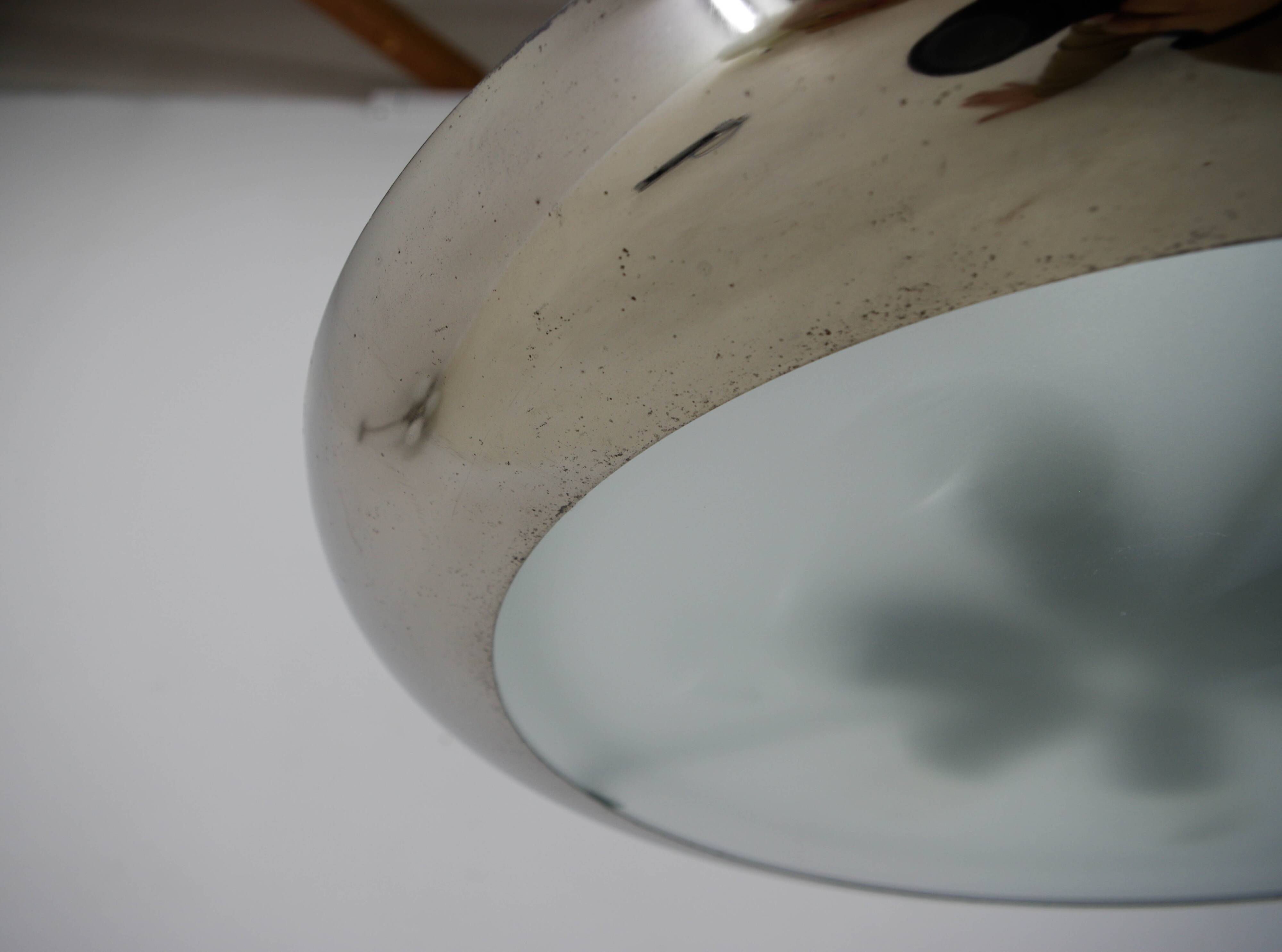 Bauhaus / Functionalist Nickel Chandelier UFO, 1930s, Restored