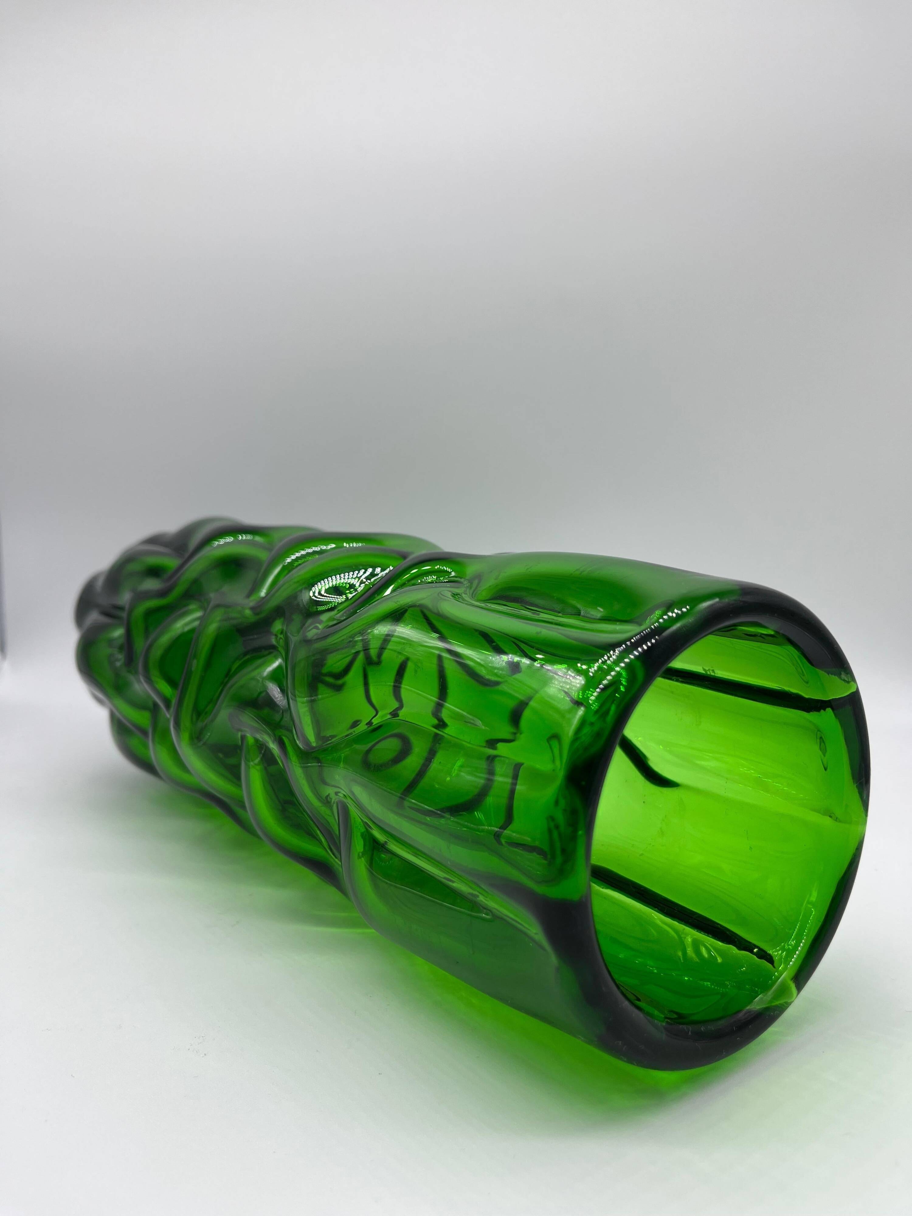 Vintage Murano vase , Emerald Green decorative made in Italy