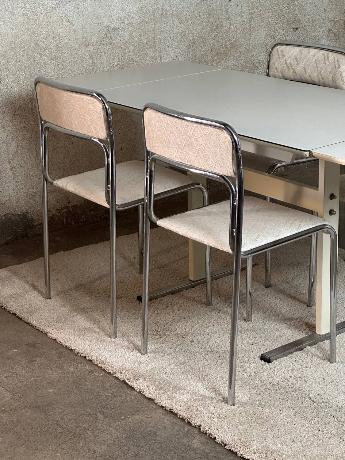 Reupholstered Chrome Stacking Chairs - 70s
