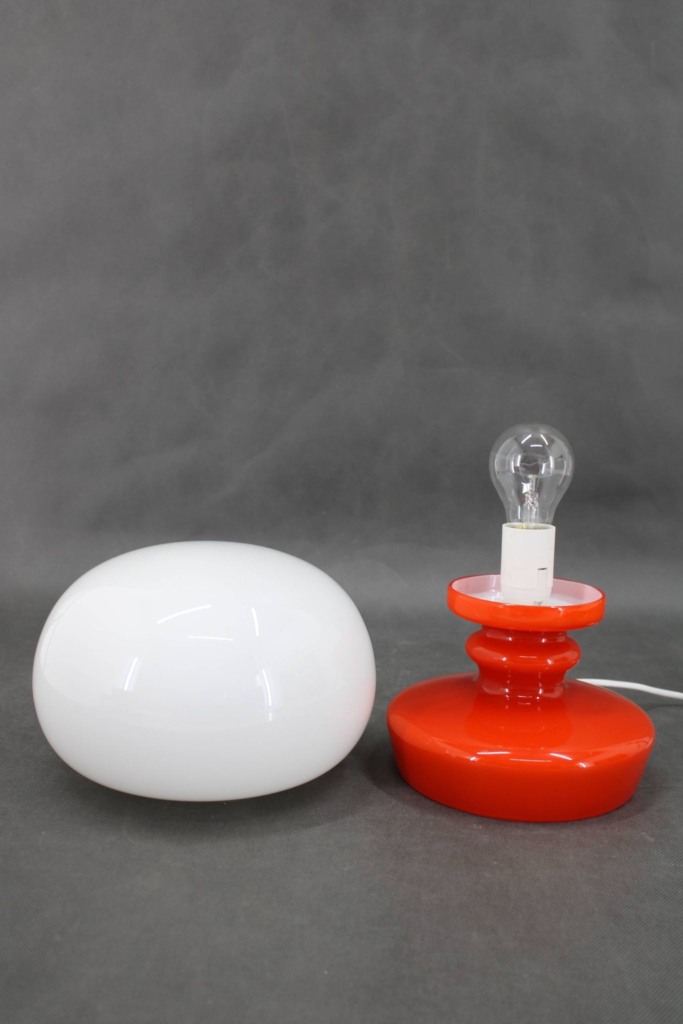 1970s Stepan Tabery Opaline Glass Mushroom Table Lamp, Czechoslovakia