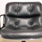 Fauteuil de bureau Charles Pollock édition Knoll en cuir, 1970