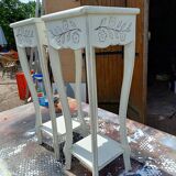 Pair of cream-washed wood stands