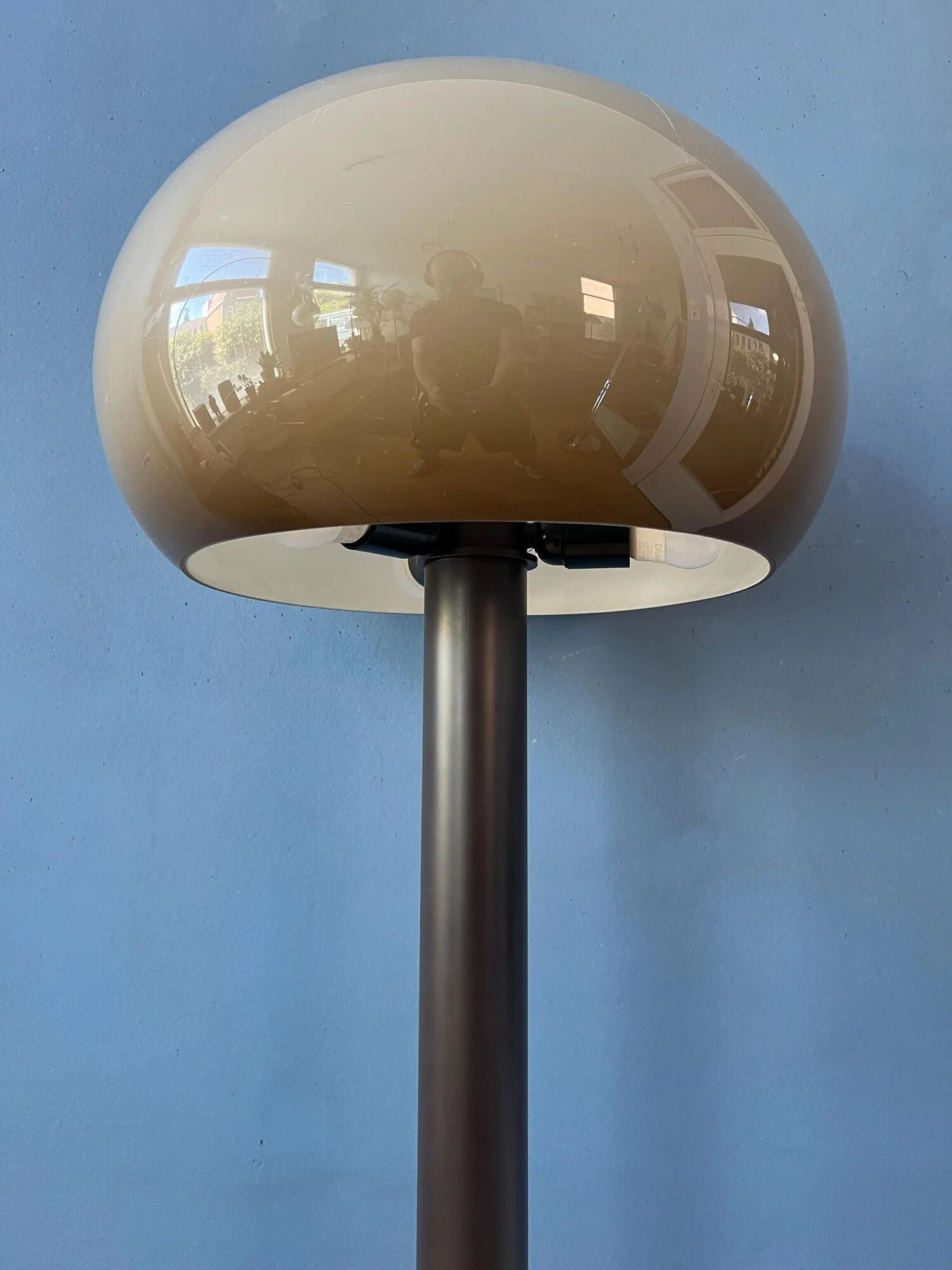 Vintage brown acrylic glass mushroom floor lamp