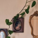 Miniature portrait frame on fabric
