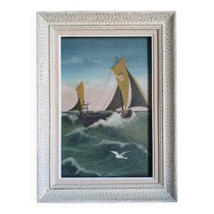 Huile sur bois marine