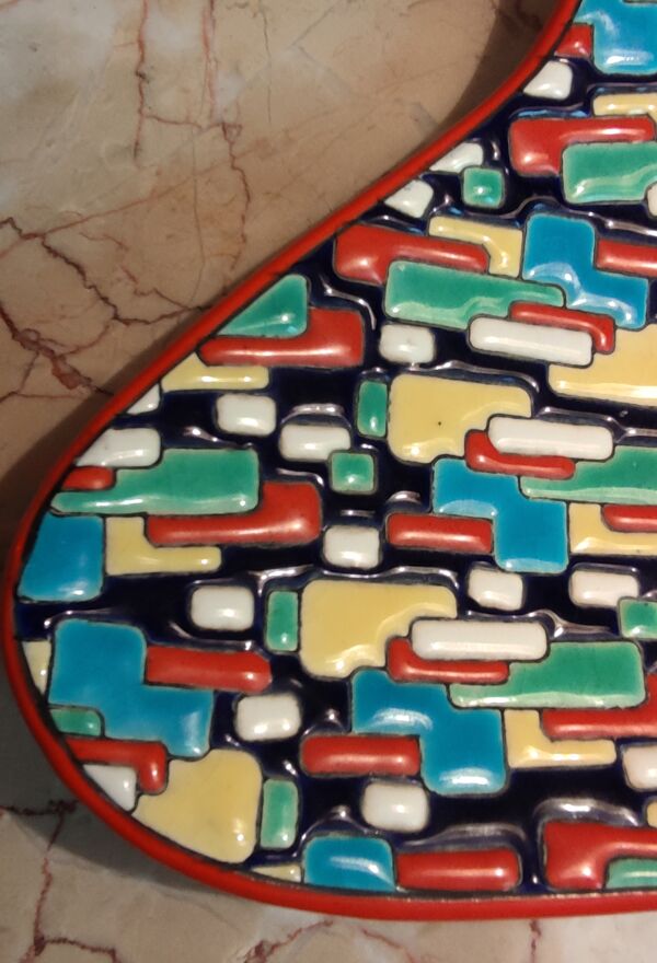 Ancien vide poche Longwy modèle mosaique décor de Maurice-Paul Chevallier