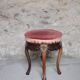 Victorian style stool, wooden and pink velvet stool, piano stool