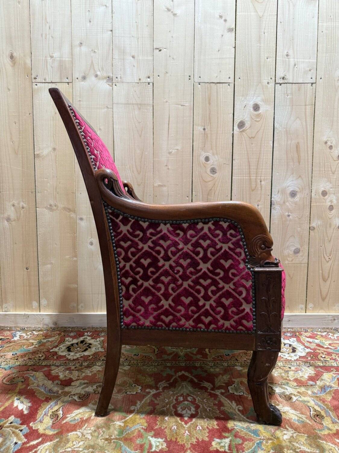 Fauteuil - Bergère époque Empire en acajou