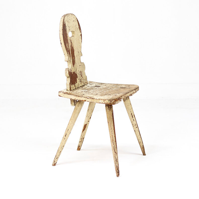 Rustic Painted Primitive Farmhouse Wabi Sabi Folk Art Mountain Chair