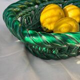 Green woven ceramic basket