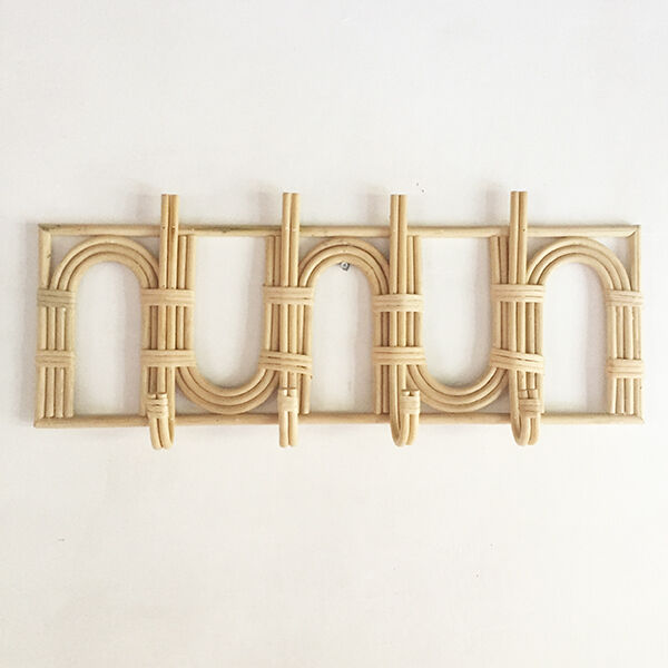 Patère coat holder in vintage can rattan canning bohemian rainbow