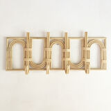 Patère coat holder in vintage can rattan canning bohemian rainbow