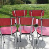 batch of 5 red formica chairs