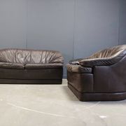 Canapés en cuir vintage, années 1970