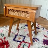 Bedside wood and rattan