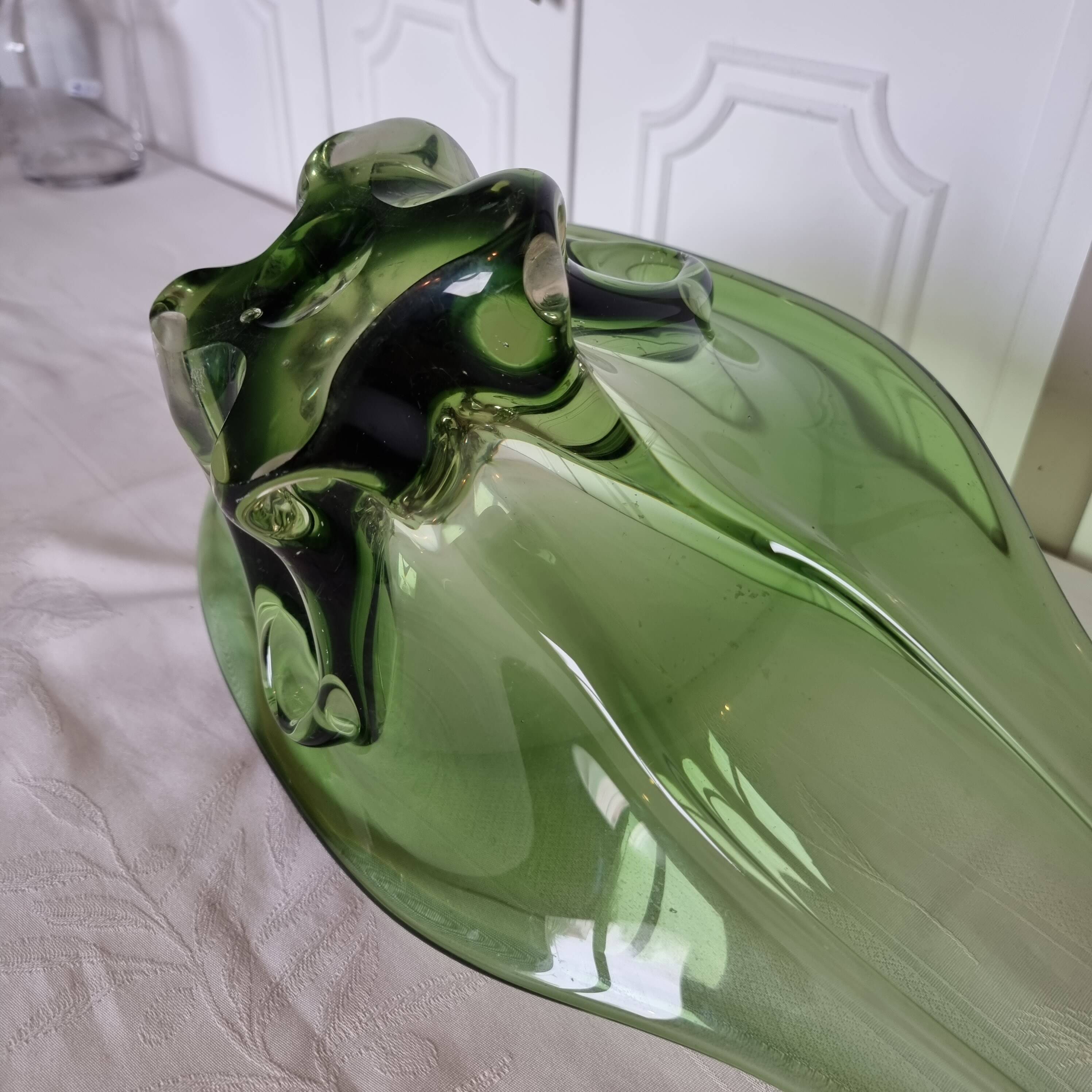 Superbe grand centre de table vintage en verre soufflé de Murano, Italie, a