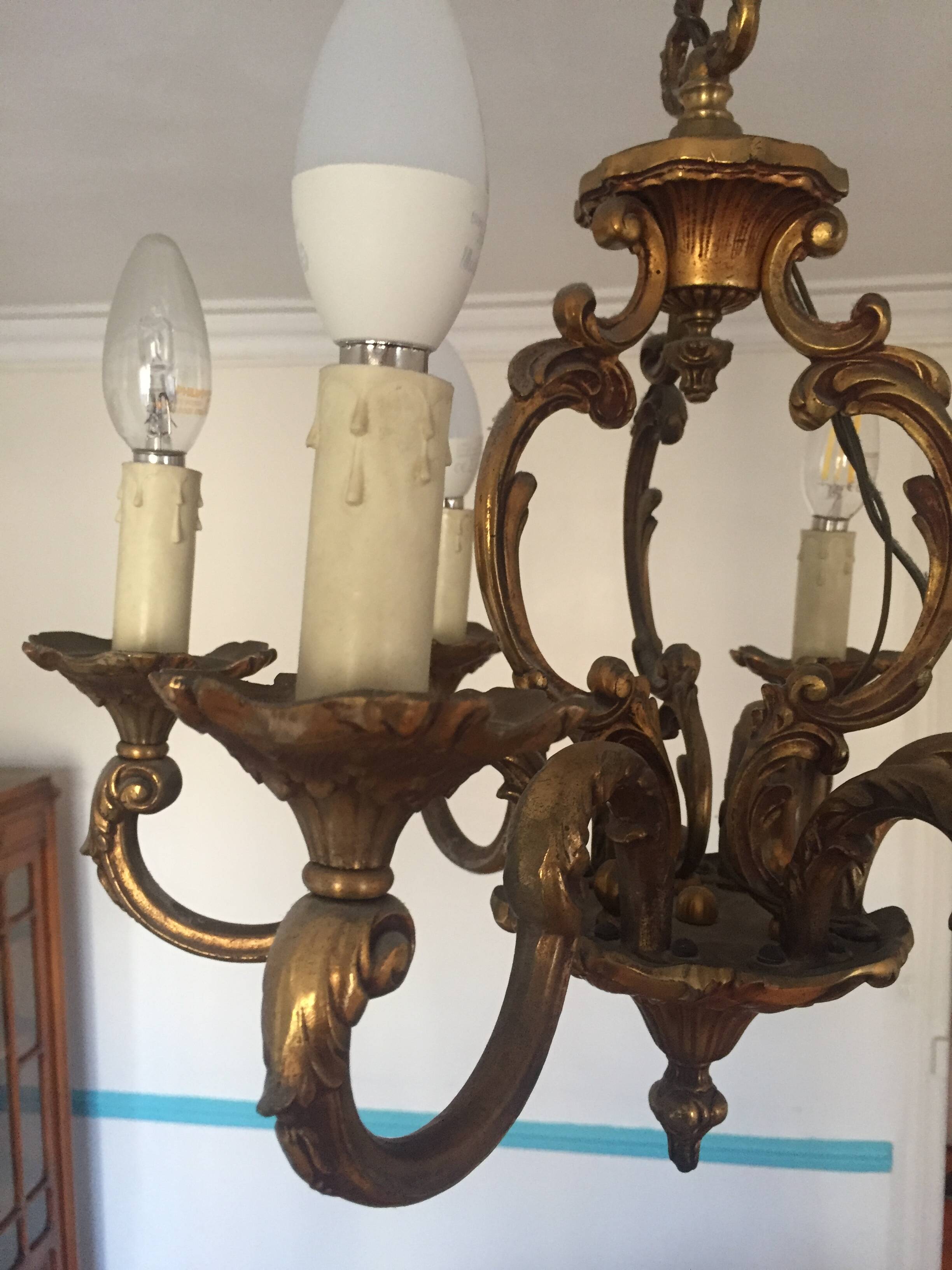 bronze 6-branch chandelier