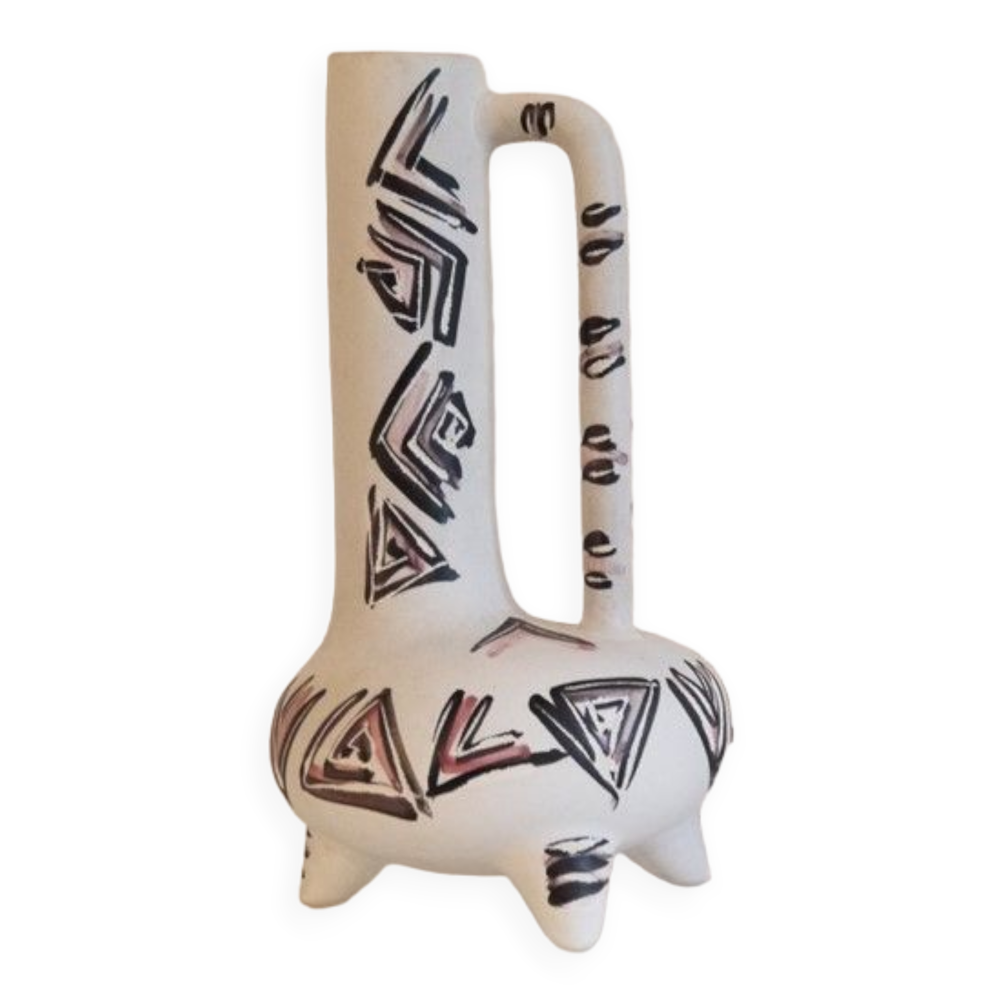 Vallauris ceramic tripod vase 1960