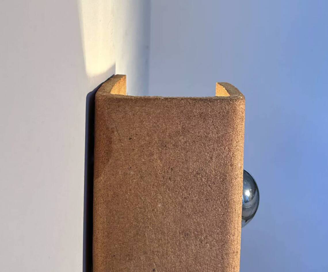 Vintage raw clay chamotte wall light, Guy Bareff, France 1970