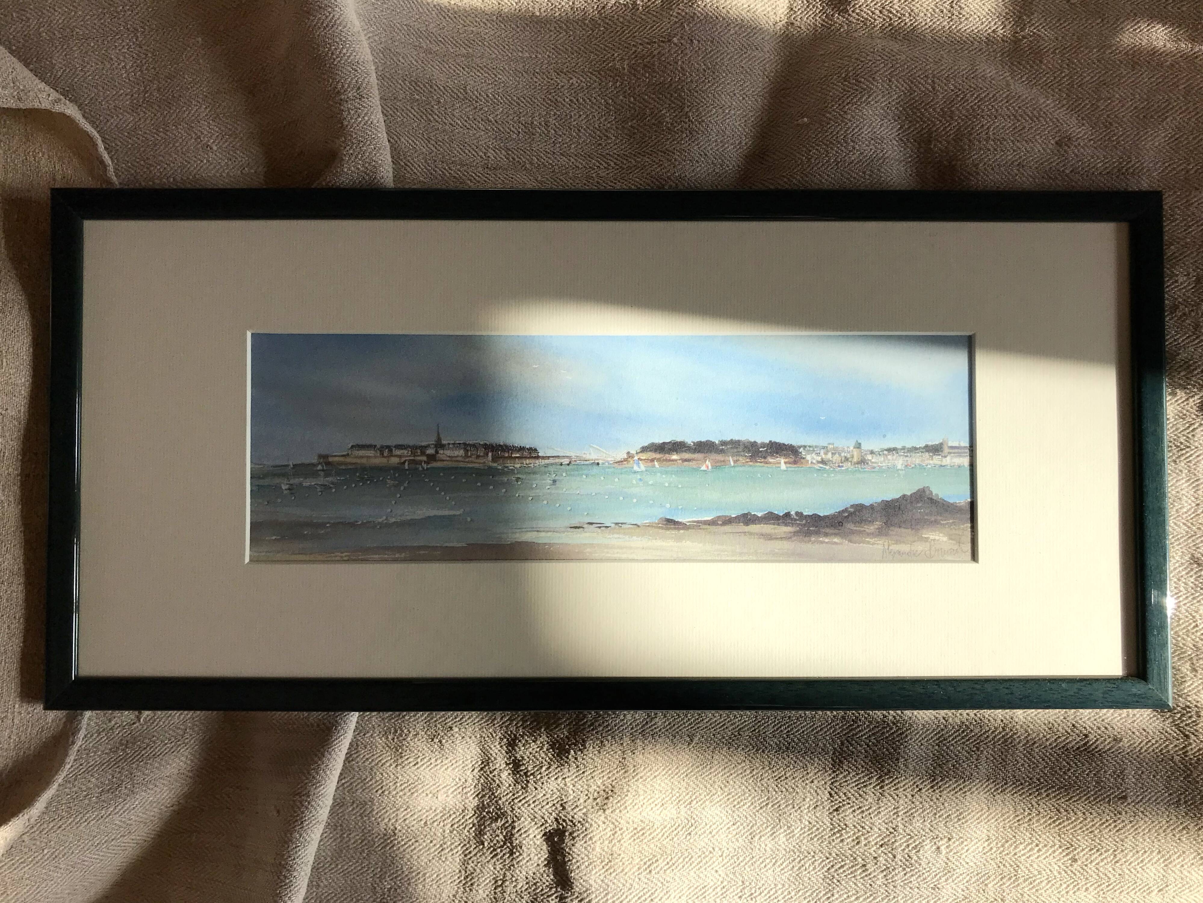 Aquarelle signée Alexandre Bonade, Saint-Malo