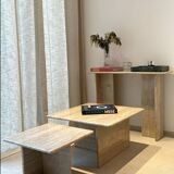 Square nesting table 100% TRAVERTIN