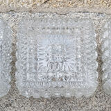 Three square ceiling lights, glass, vintage, 50s