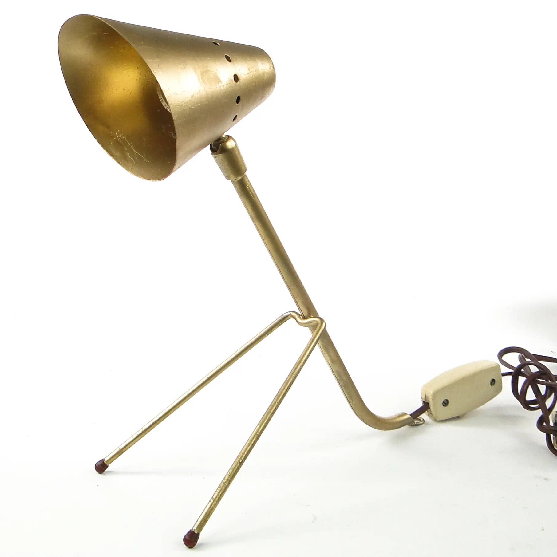 Space Age bedside lamp, brass metal, USSR, 1960s