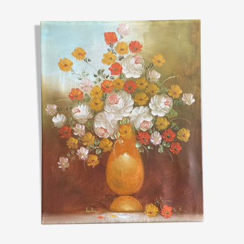 Oil floral painting on canvas