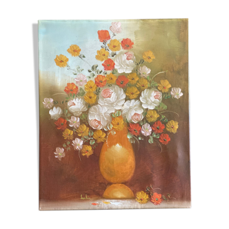 Oil floral painting on canvas