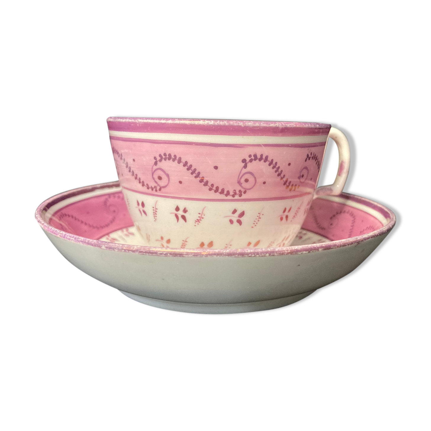 Old pink porcelain tea cup late nineteenth century