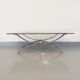 Vintage glass and chromed metal coffee table from the 70s