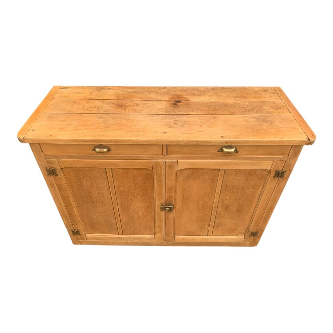 Grand Parisian buffet with billot and butterfly hinges, raw wood, 1930.