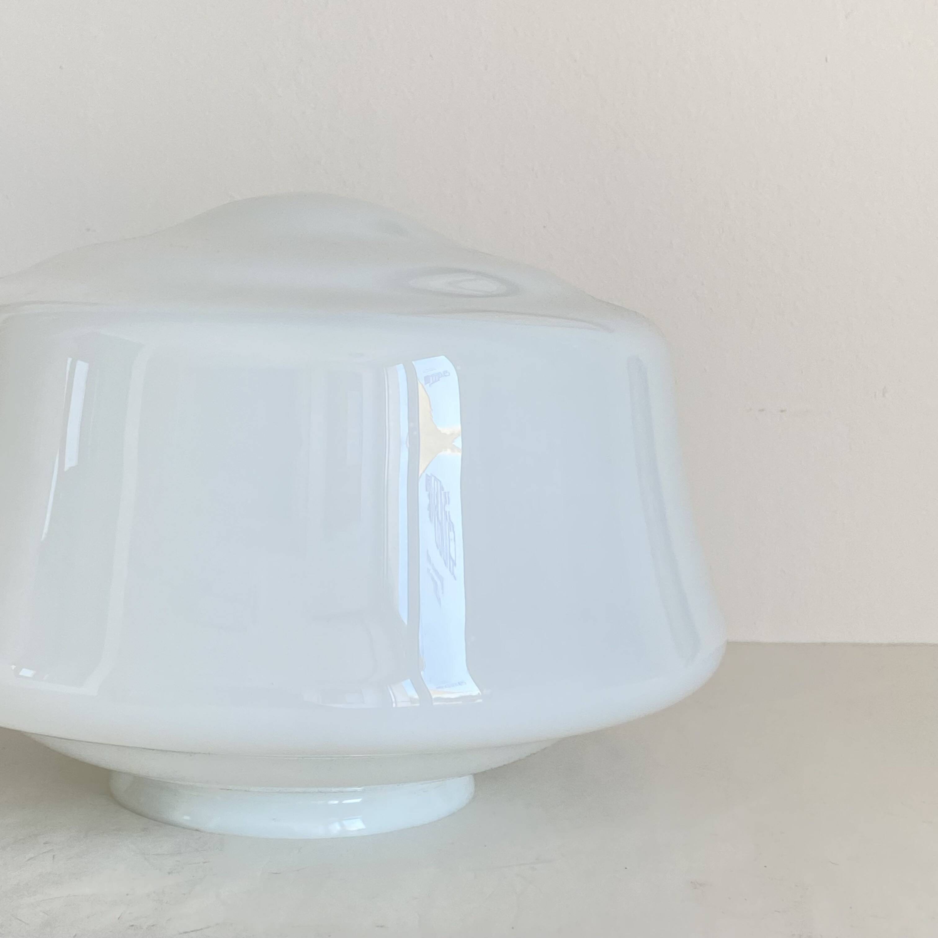 Very large antique white opaline glass globe 30 cm chandelier pendant light