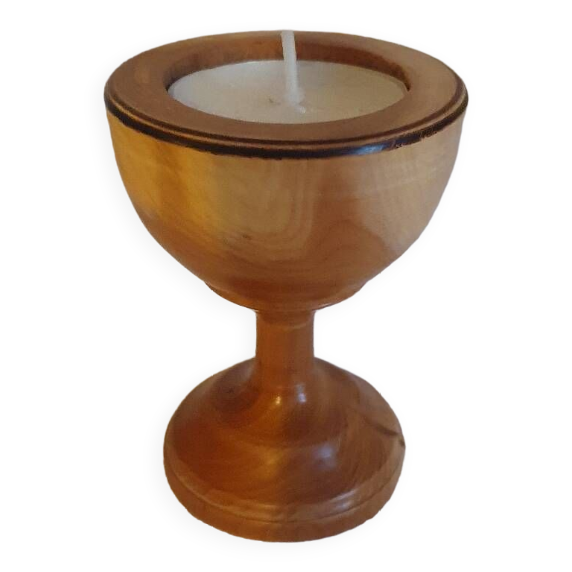 Vintage turned wooden candle holder