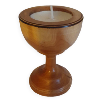 Vintage turned wooden candle holder