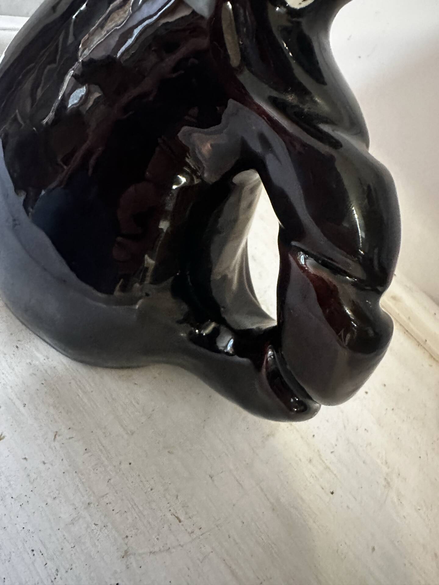 Sculptural pitcher Vallauris in glazed ceramic green and brown, France