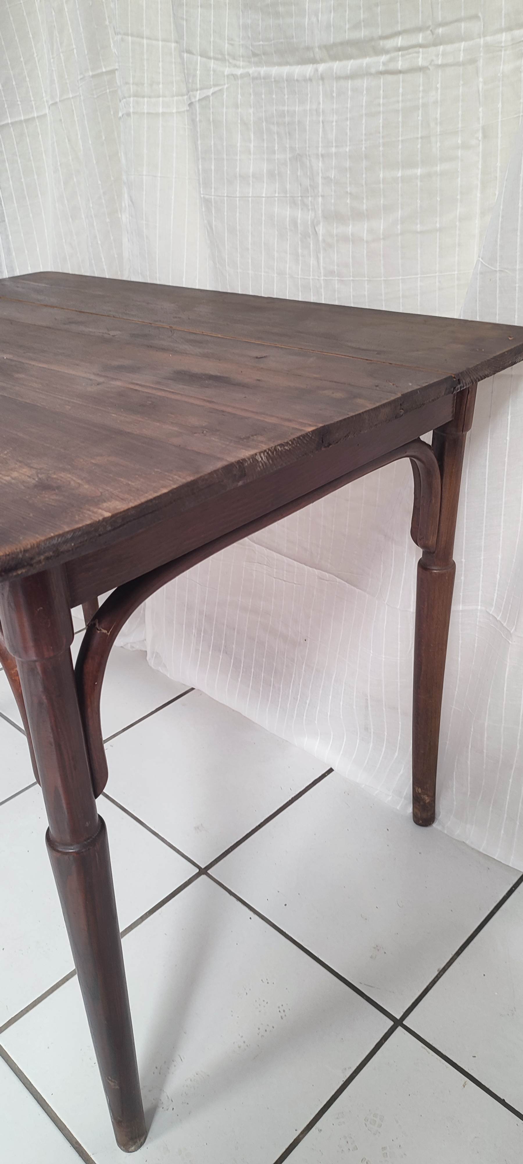 Curved wood bistro table