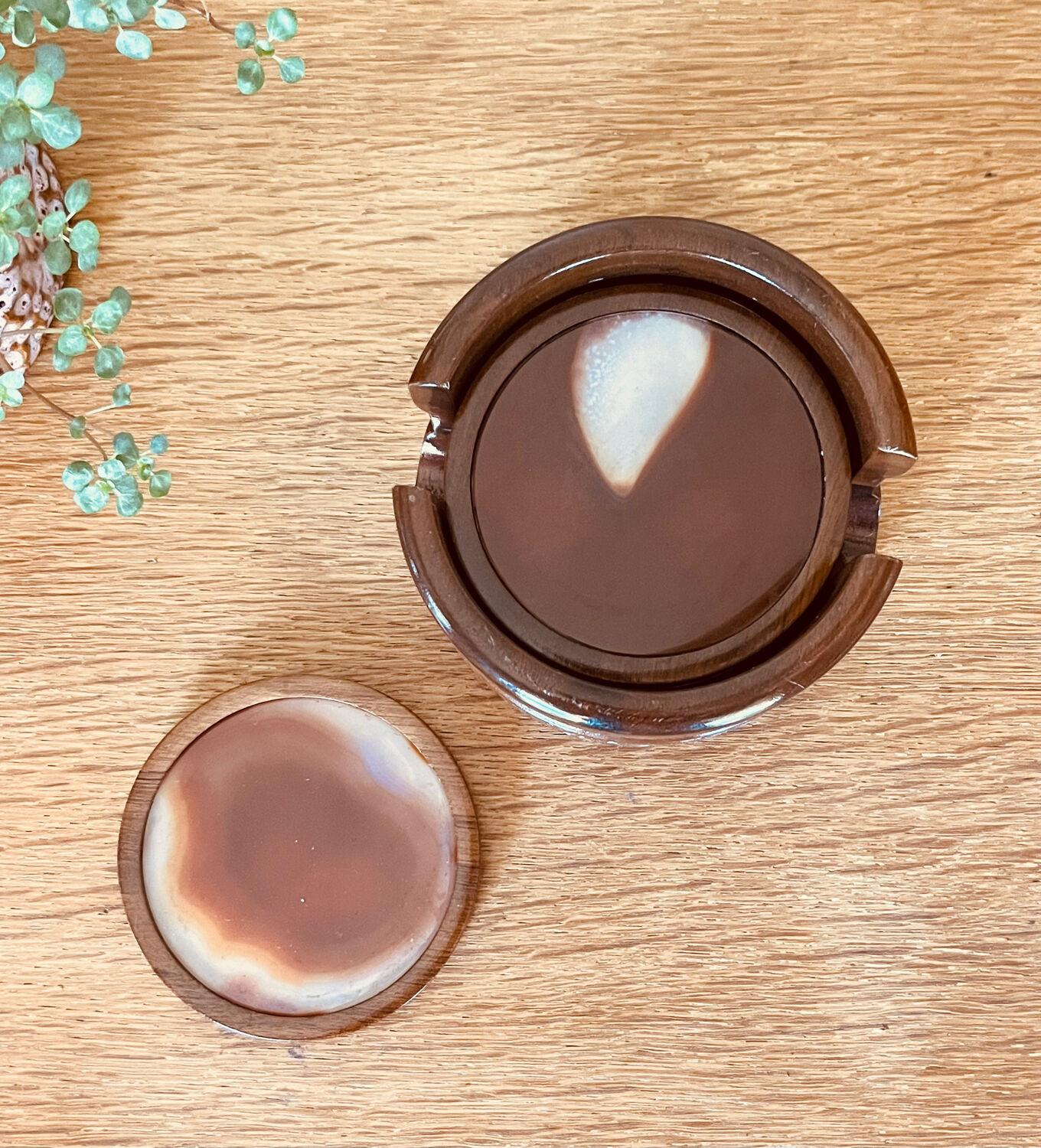 Wood and agate coasters