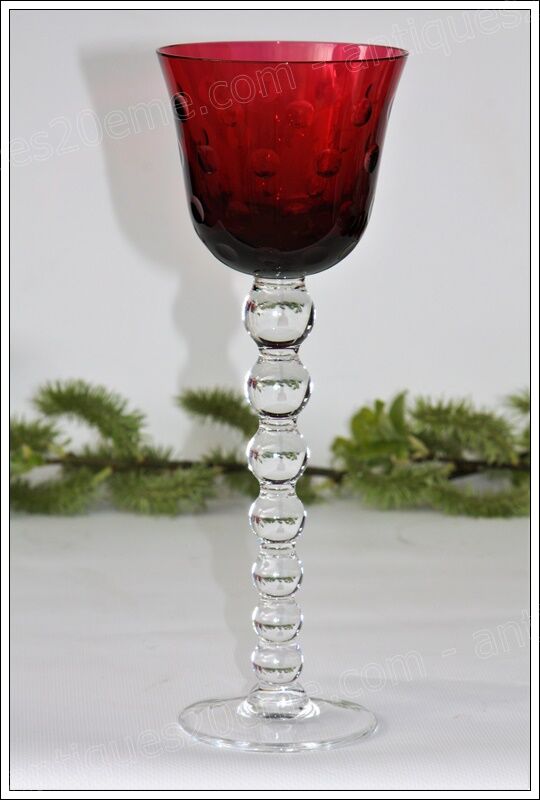 Set of 6 wine glasses from the Rhine Roemer St Louis Crystal model Bubbles