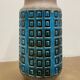 Large blue ceramic mid-century modern vase with graphic pattern